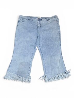 For The Republic Light Blue Fringed Ankle Cropped Jeans 24